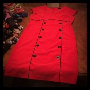 Folter Red Retro Secretary Dress, Womens L./XL